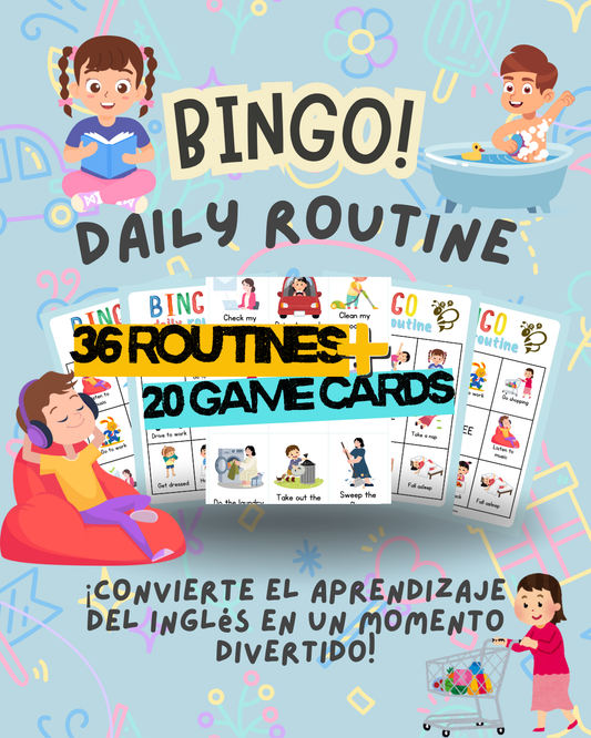 🏃‍♂️🧼🛌 Daily Routines Bingo – Aprende Rutinas Diarias ¡Jugando!