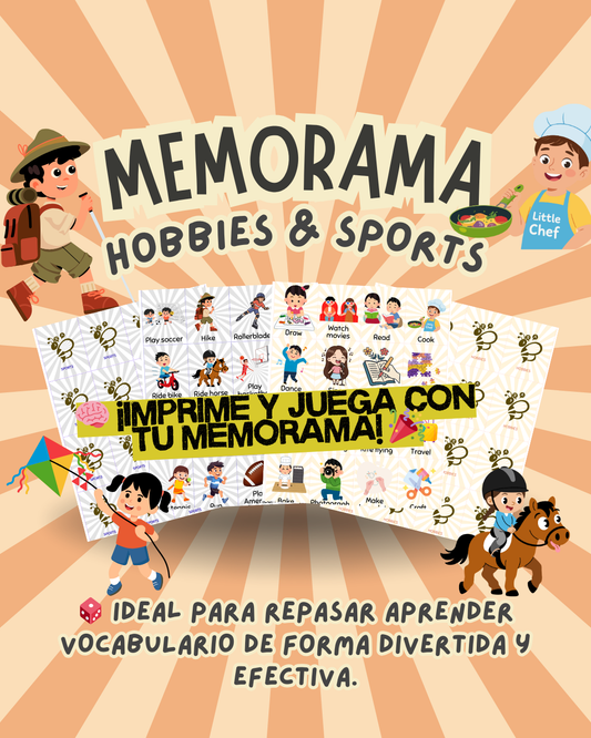 ⚽🎨 English Memory Game – Hobbies & Sports (Printable)