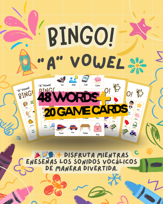 👩‍🏫 Bingo A Sound in English | Juego Imprimible de la Vocal A | PDF Educativo para Niños y Maestros