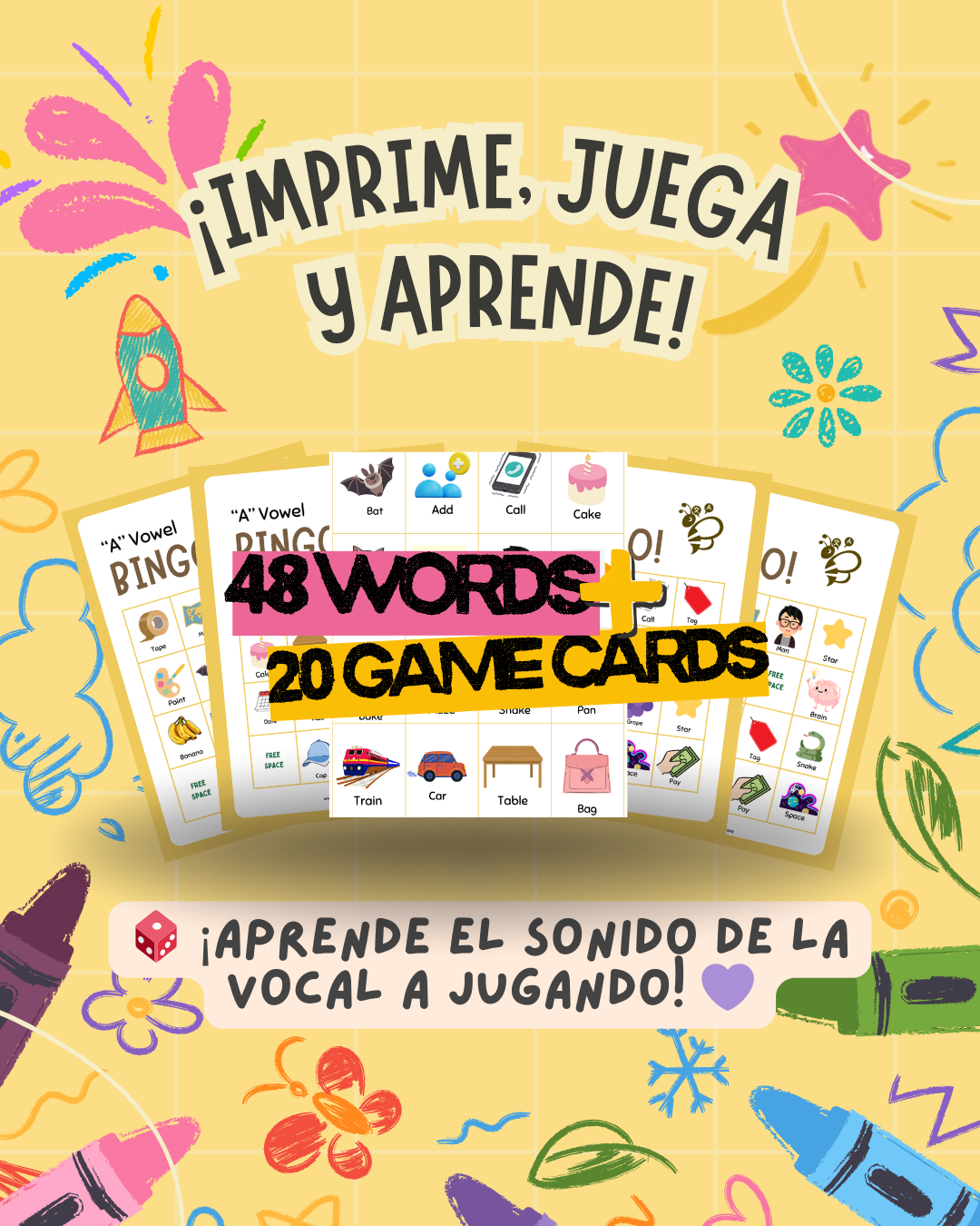 👩‍🏫 Bingo A Sound in English | Juego Imprimible de la Vocal A | PDF Educativo para Niños y Maestros